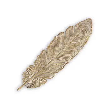 18" Gold Feather Metal Handmade Tray