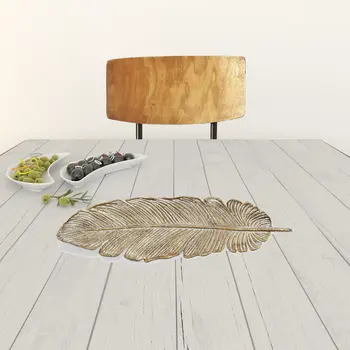 18" Gold Feather Metal Handmade Tray
