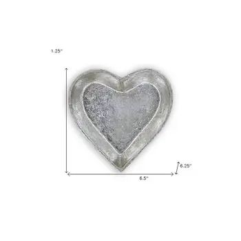 7" Silver Heart Cast Iron Handmade Vanity Tray