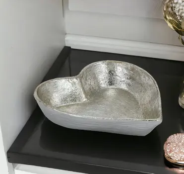 7" Silver Heart Cast Iron Handmade Vanity Tray
