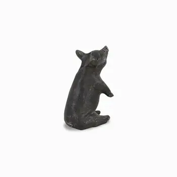 8" Black Metal Pig Hand Painted Figurine Tabletop Sculpture