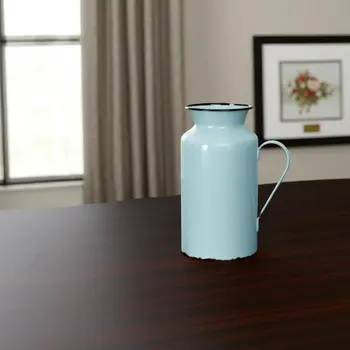 10" Blue and Black Metal Jug Vase