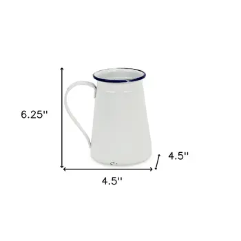 6" White and Blue Metal Jug Vase