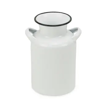 8" Black And White Metal Jug Vase