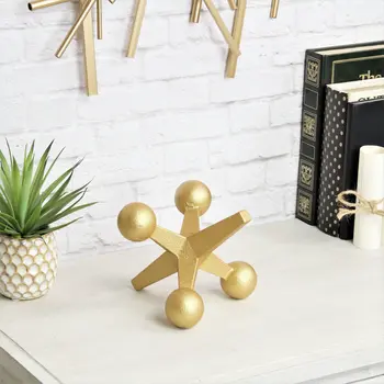 5" Gold Metal Game Hand Painted Game Tabletop Sculpture