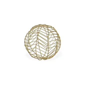 7" Gold Metal Hand Painted Decorative Orb Tabletop Sculpture