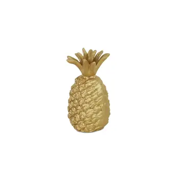 9" Gold Cast Iron Pineapple Hand Painted Sculpture