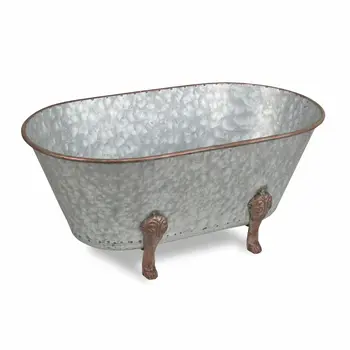 7" Gray Galvanized Metal Hand Painted Tabletop Sculpture