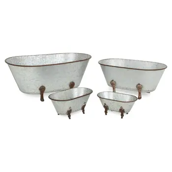 7" Gray Galvanized Metal Hand Painted Tabletop Sculpture