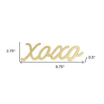 3" Gold Cast Iron Hand Painted XOXO Sentiment Tabletop Sculpture