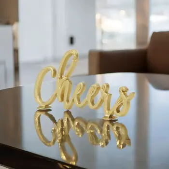 4" Gold Metal Hand Painted Tabletop Sculpture