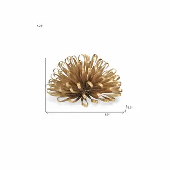 4" Gold Metal Abstract Bloom Painted Sculpture