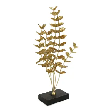 21" Gold and Black Metal Leaf Hand Painted Tabletop Sculpture