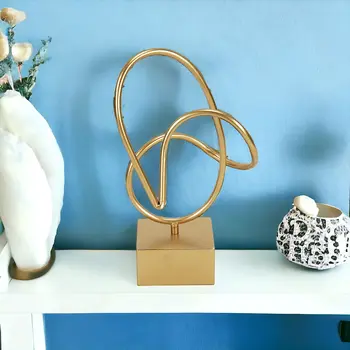 12" Gold Metal Hand Painted Tabletop Sculpture