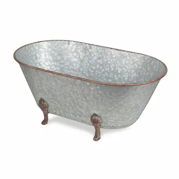 11" Gray Galvanized Metal Hand Painted Tabletop Sculpture