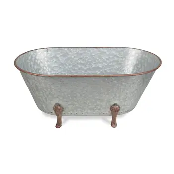 11" Gray Galvanized Metal Hand Painted Tabletop Sculpture