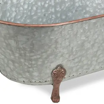 11" Gray Galvanized Metal Hand Painted Tabletop Sculpture