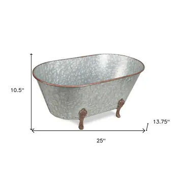 11" Gray Galvanized Metal Hand Painted Tabletop Sculpture