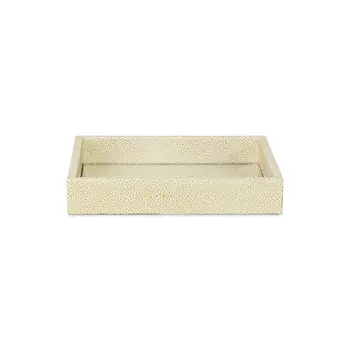 10" White and Gold Rectangular Wood Handmade Serving Tray