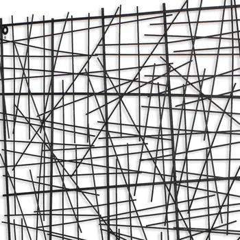 32" X 32" Black Handcrafted Abstract Lines Metal Hanging Dimensional Sculpture