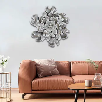 27" X 27" Gray and Off White Galvanized Metal Flower Hanging Dimensional Sculpture