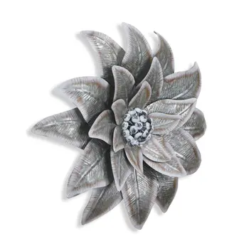 27" X 27" Gray and Off White Galvanized Metal Flower Hanging Dimensional Sculpture