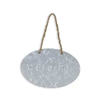 5" X 8" Gray Handcrafted Welcome Galvanized Metal Wall Decor