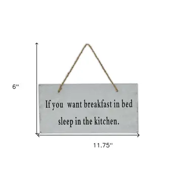 6" X 12" Gray Handcrafted Breakfast In Bed Galvanized Metal Wall Decor