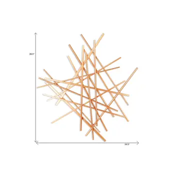 29" X 27" Rose Gold Metal Abstract Hanging Dimensional Sculpture