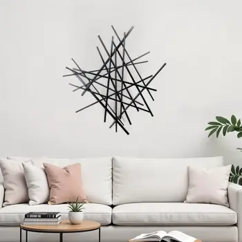29" X 27" Black Metal Novelty Abstract Hanging Dimensional Sculpture