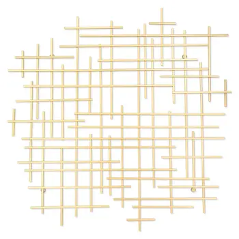 31" X 31" Gold Metal Abstract Lines Hanging Dimensional Sculpture