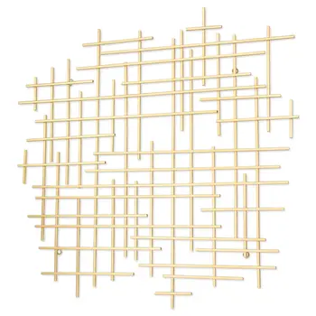 31" X 31" Gold Metal Abstract Lines Hanging Dimensional Sculpture