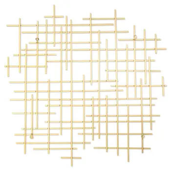 31" X 31" Gold Metal Abstract Lines Hanging Dimensional Sculpture