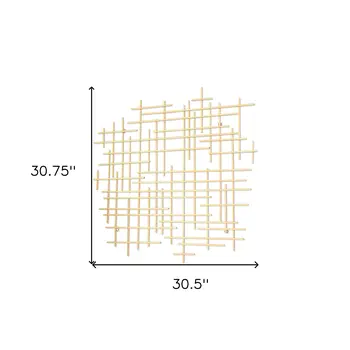31" X 31" Gold Metal Abstract Lines Hanging Dimensional Sculpture
