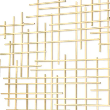 31" X 31" Gold Metal Abstract Lines Hanging Dimensional Sculpture