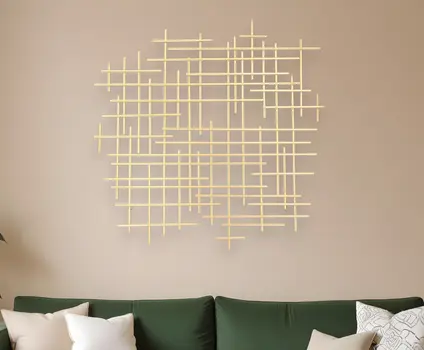31" X 31" Gold Metal Abstract Lines Hanging Dimensional Sculpture