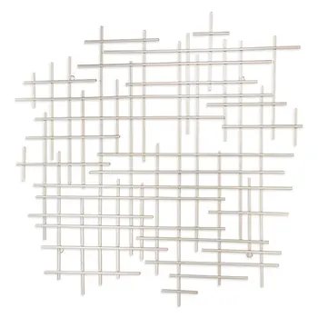 31" X 31" Silver Metal Abstract Lines Hanging Dimensional Sculpture