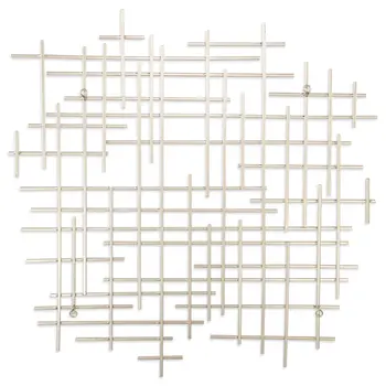 31" X 31" Silver Metal Abstract Lines Hanging Dimensional Sculpture