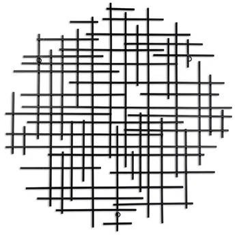 30" X 30" Black Metal Abstract Lines Round Hanging Dimensional Sculpture