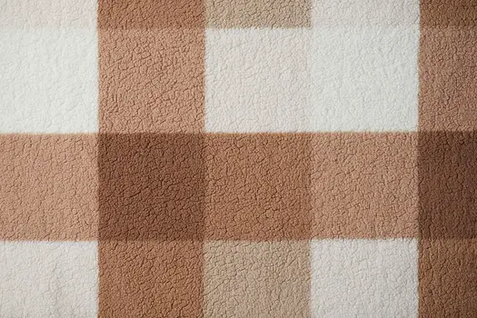50" X 60" Ivory And Taupe Faux Sherpa Plaid Throw Blanket