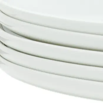 White Six Piece Round Coupe Porcelain Service For Six Dinner Plate Set