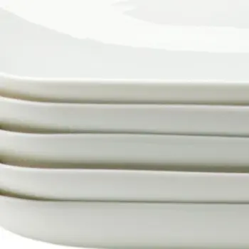 White Six Piece Rectangle Porcelain Service For Six Dinner Plate Set