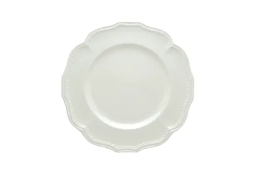 White Four Piece Scallop Stoneware Service For Four Dinner Plate Set