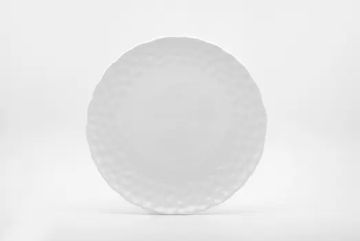 White Six Piece Round Pebbled Porcelain Service For Six Dinner Plate Set