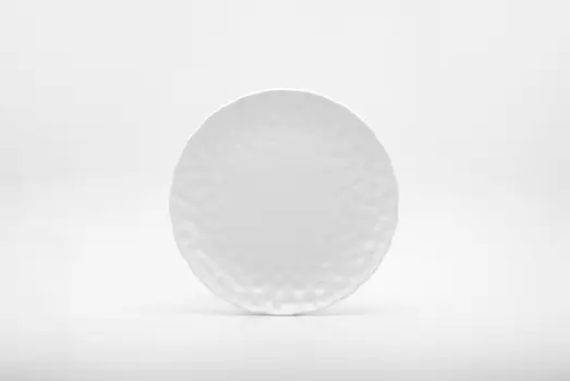 White Six Piece Round Pebbled Porcelain Service For Six Salad Plate Set