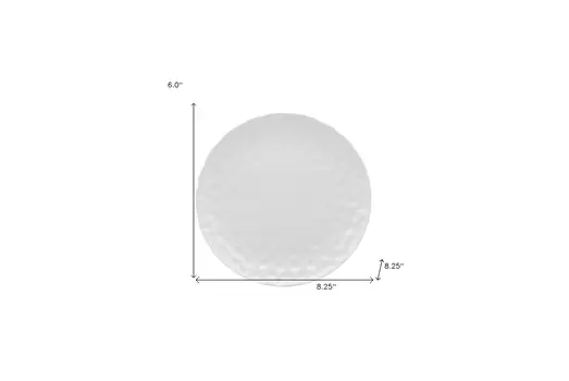 White Six Piece Round Pebbled Porcelain Service For Six Salad Plate Set