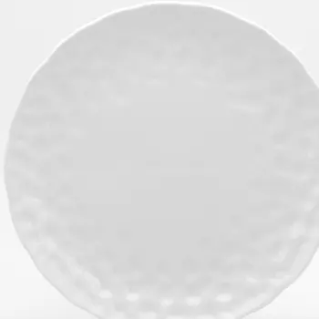 White Six Piece Round Pebbled Porcelain Service For Six Salad Plate Set