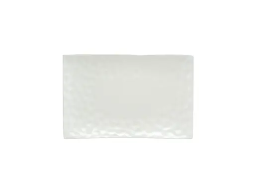 White Six Piece Rectangle Pebbled Porcelain Service For Six Salad Plate Set