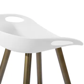 Set of Two 24" White And Bronze Steel Low Back Counter Height Bar Chairs