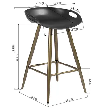Set of Two 24" Black And Bronze Steel Backless Counter Height Bar Chairs